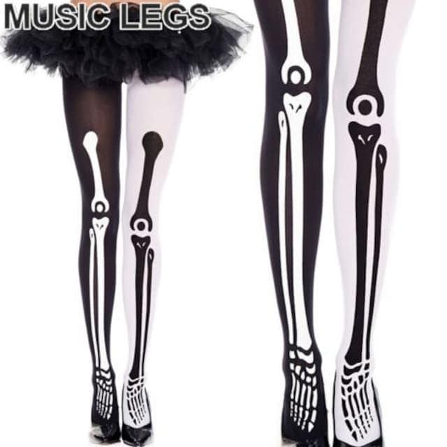 New Music Legs 37171 Mismatch Skeleton Print Pantyhose